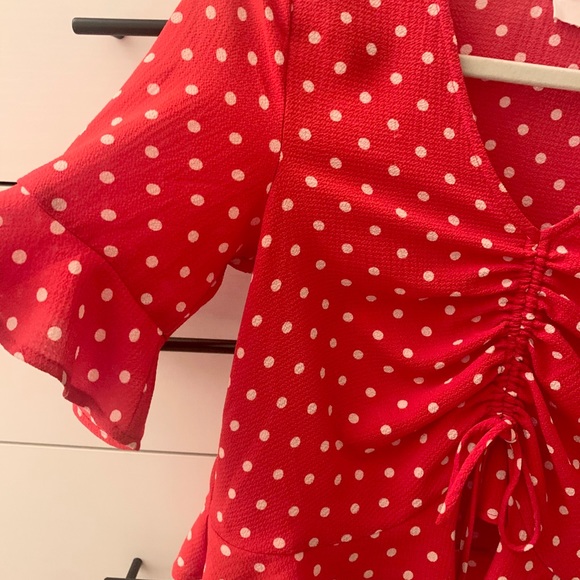 Red and White Polka Dot Blouse - Picture 4 of 6